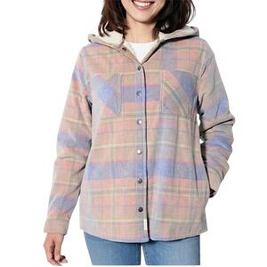 Soho Threads Pastel Corduroy Hooded Shirt Jacket Shacket Size Large